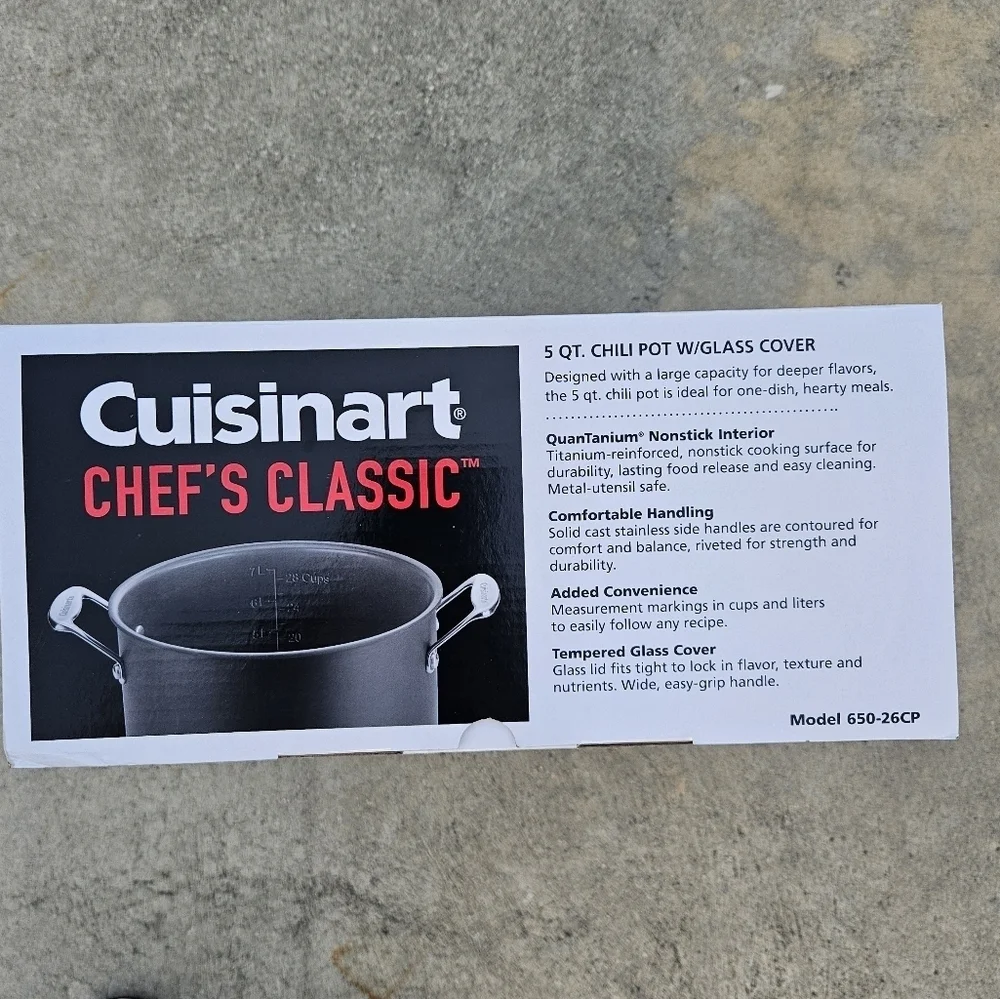 Cuisinart 5 Qt Chili Pot with Lid. Nonstick Hard Anodized. Lifetime Warranty